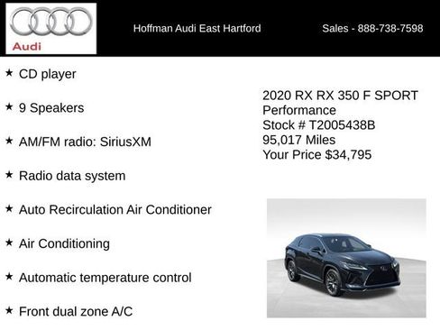 Used 2020 Lexus RX 350 F Sport w/ Accessory Package AWD/4WD image 18