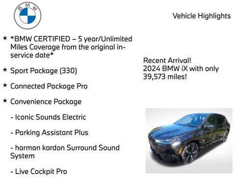 Certified 2024 BMW iX xDrive50 w/ Sport Package AWD/4WD image 4