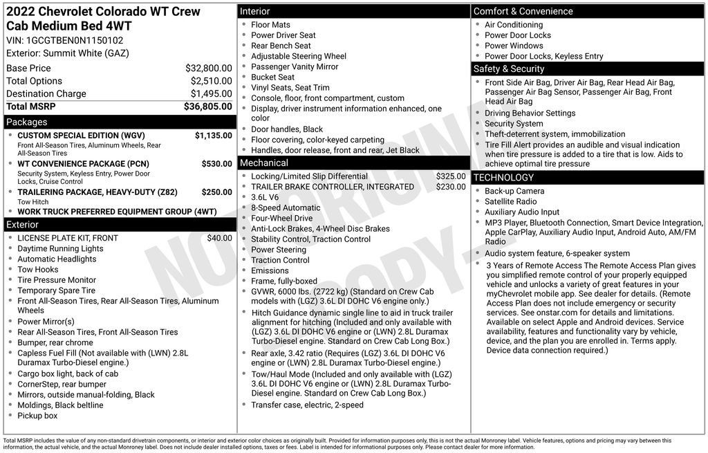 Certified 2022 Chevrolet Colorado W/T w/ Custom Special Edition AWD/4WD image 10