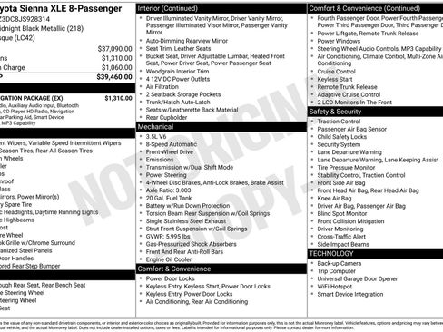 Used 2018 Toyota Sienna XLE w/ XLE Navigation Package FWD image 3
