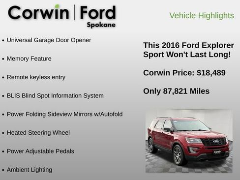 Used 2016 Ford Explorer Sport w/ Equipment Group 401A image 24