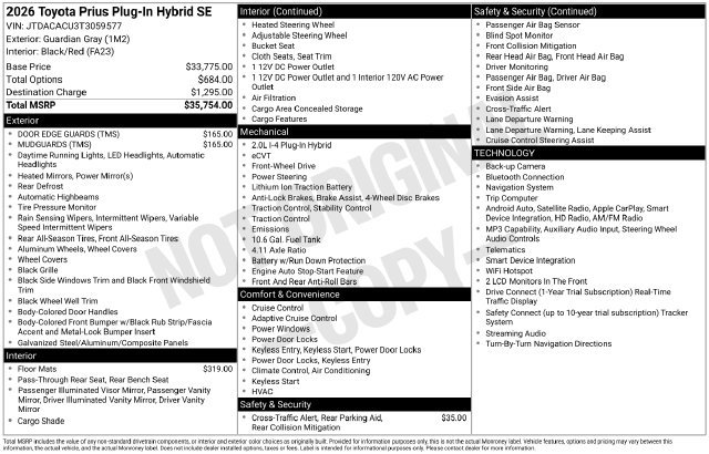 Used 2026 Toyota Prius Plug-In Hybrid FWD image 34