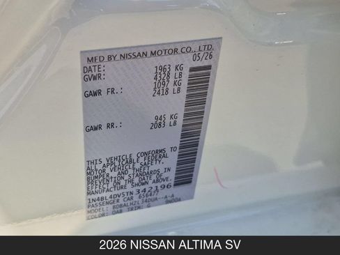 New 2026 Nissan Altima 2.5 SV FWD image 26