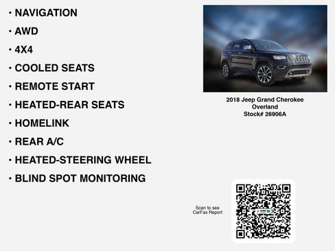 Used 2018 Jeep Grand Cherokee Overland AWD/4WD image 7