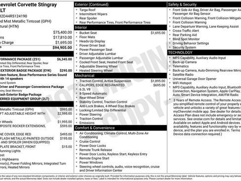 Used 2024 Chevrolet Corvette Stingray Preferred Cpe w/ Z51 Performance Package RWD image 39