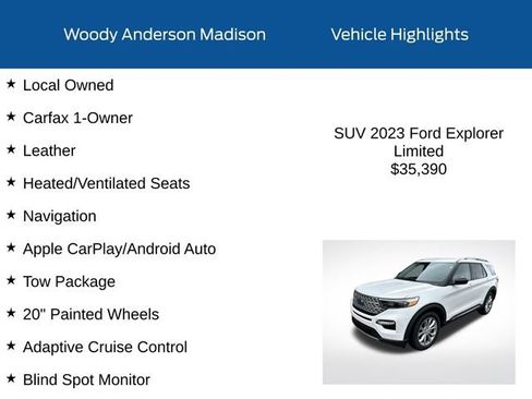 Used 2023 Ford Explorer Limited w/ Class IV Trailer Tow Package RWD image 2