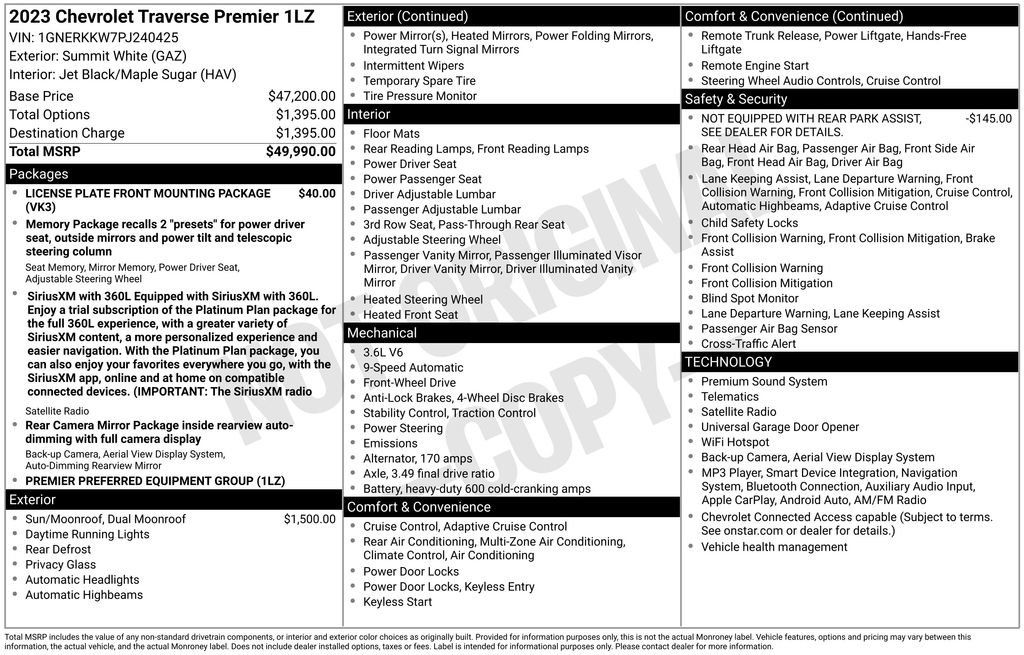 Used 2023 Chevrolet Traverse Premier FWD image 67