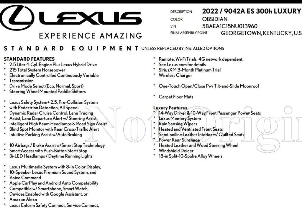 Used 2022 Lexus ES 300h w/ Accessory Package FWD image 18