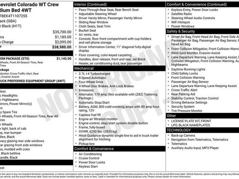 New 2026 Chevrolet Colorado W/T w/ WT Custom Package image 6