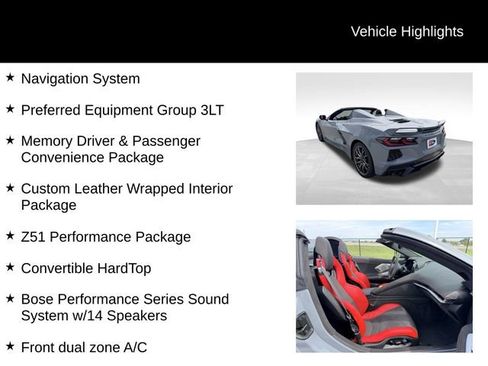Certified 2024 Chevrolet Corvette Stingray Premium Conv w/ Z51 Performance Package RWD image 13