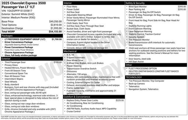 Used 2025 Chevrolet Express 3500 LT w/ LT Preferred Equipment Group RWD image 32