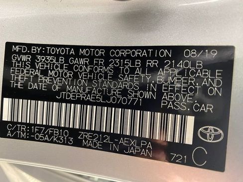 Certified 2020 Toyota Corolla LE w/ Carpet Mat Package (TMS) FWD image 24