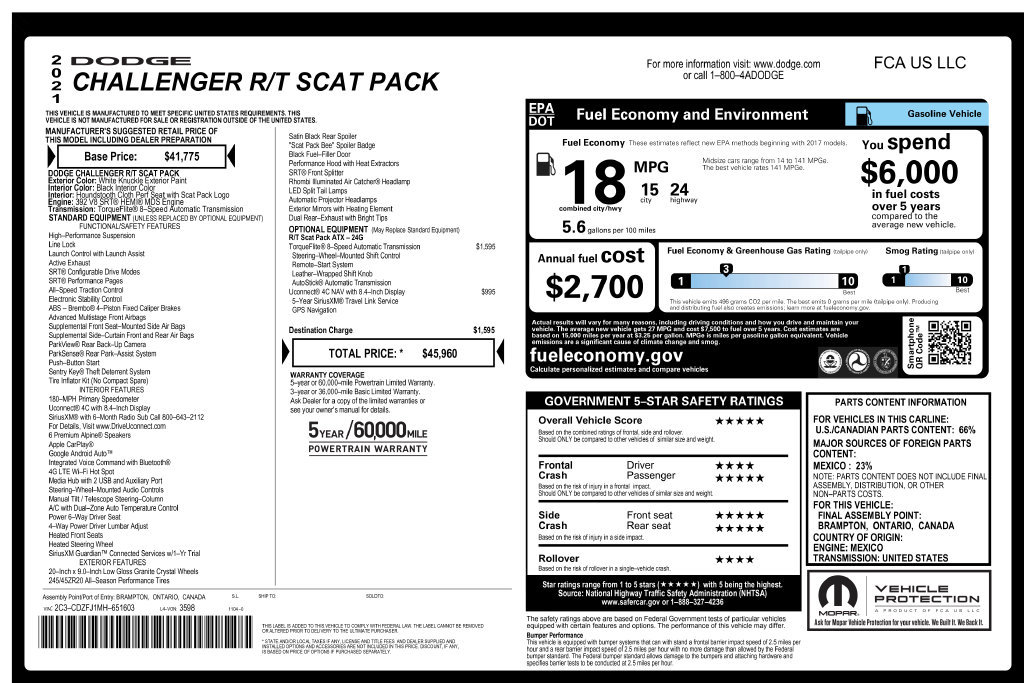 Used 2021 Dodge Challenger R/T Scat Pack RWD image 3