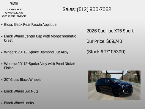 New 2026 Cadillac XT5 Sportv w/ LPO, Onyx Lite Package AWD/4WD image 18