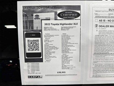 Used 2022 Toyota Highlander XLE AWD/4WD image 13