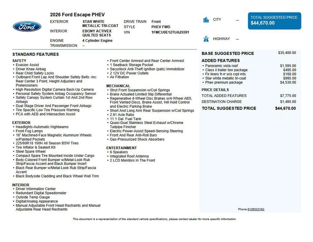 Used 2026 Ford Escape SE w/ PHEV Premium Package FWD image 39