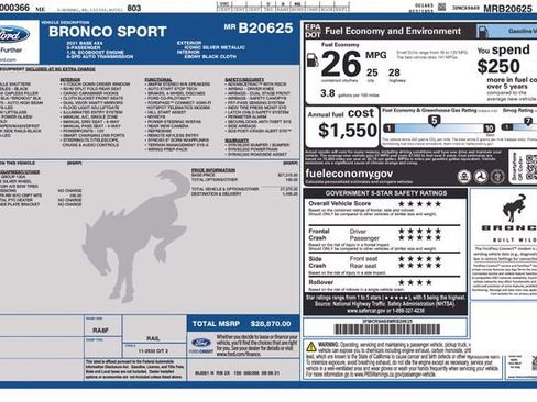 Used 2021 Ford Bronco Sport AWD/4WD image 3