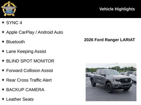 New 2026 Ford Ranger Lariat w/ FX4 Off-Road Package AWD/4WD image 2