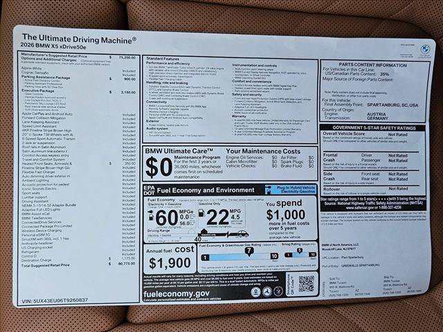 Used 2026 BMW X5 xDrive50e w/ Executive Package AWD/4WD image 16