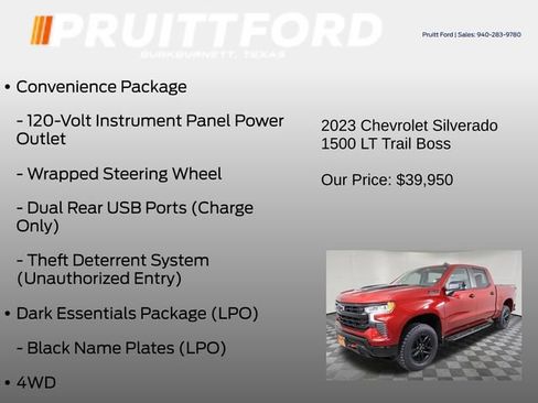 Used 2023 Chevrolet Silverado 1500 LT Trail Boss w/ LPO, Dark Essentials Package image 13