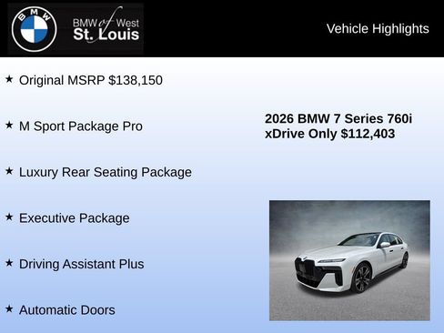 Used 2026 BMW 760i xDrive w/ Executive Package AWD/4WD image 8
