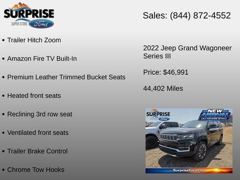 Used 2022 Jeep Grand Wagoneer Series III w/ Rear Seat Video Group 1 AWD/4WD image 17