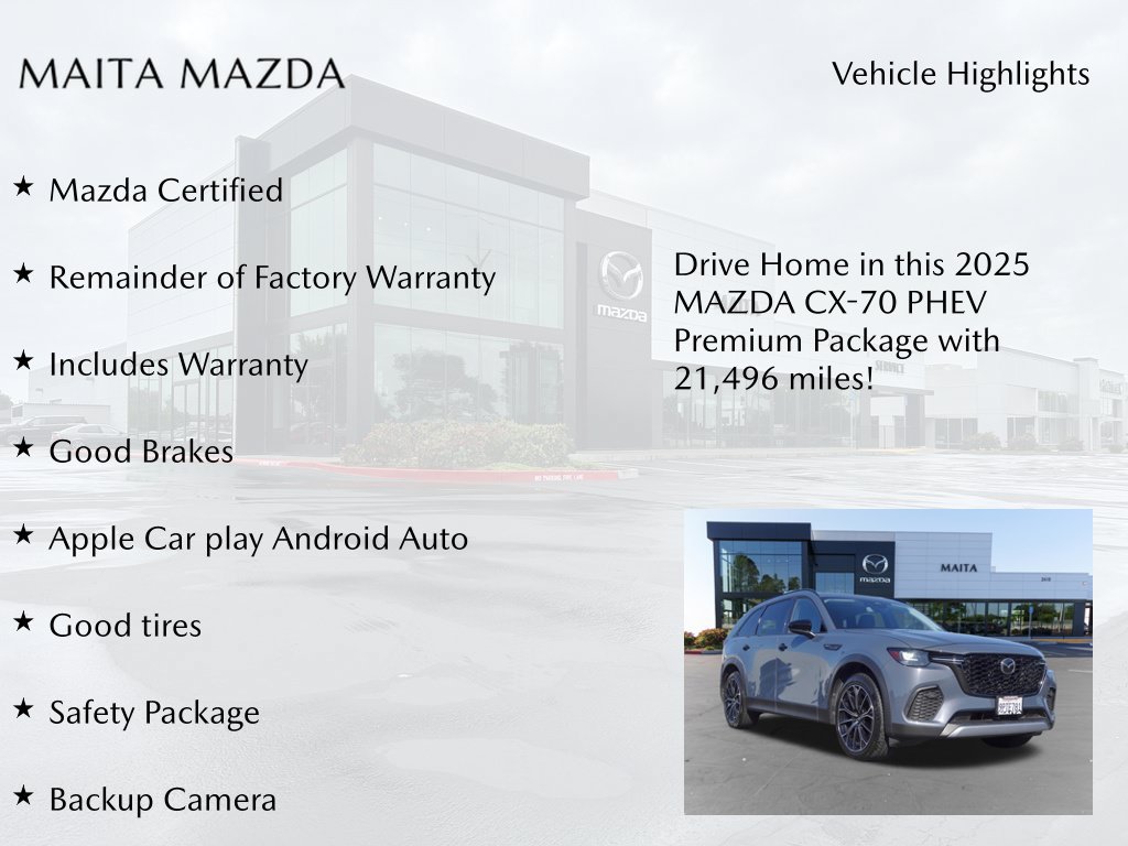Certified 2025 MAZDA CX-70 Plug-In Hybrid w/ Premium Pkg AWD/4WD image 7