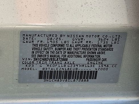 New 2025 Nissan Versa S w/ Trunk Package image 21