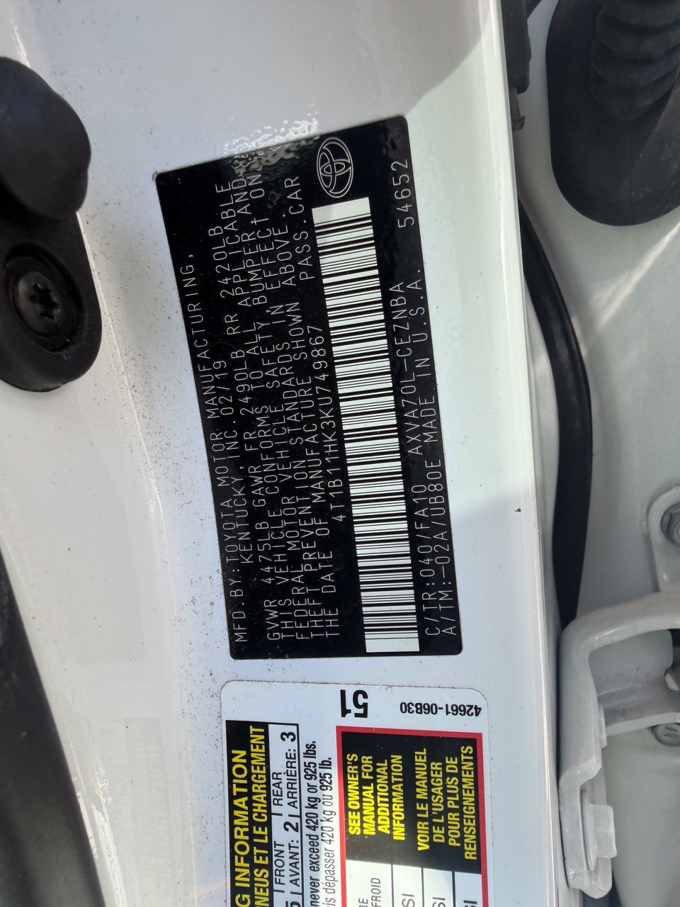 Used 2019 Toyota Camry LE w/ Convenience Package FWD image 9