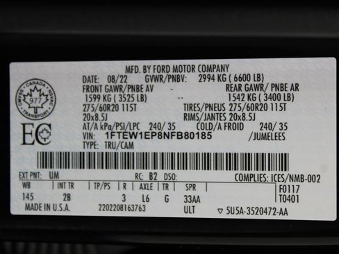 Used 2022 Ford F150 Lariat w/ Equipment Group 502A High AWD/4WD image 76