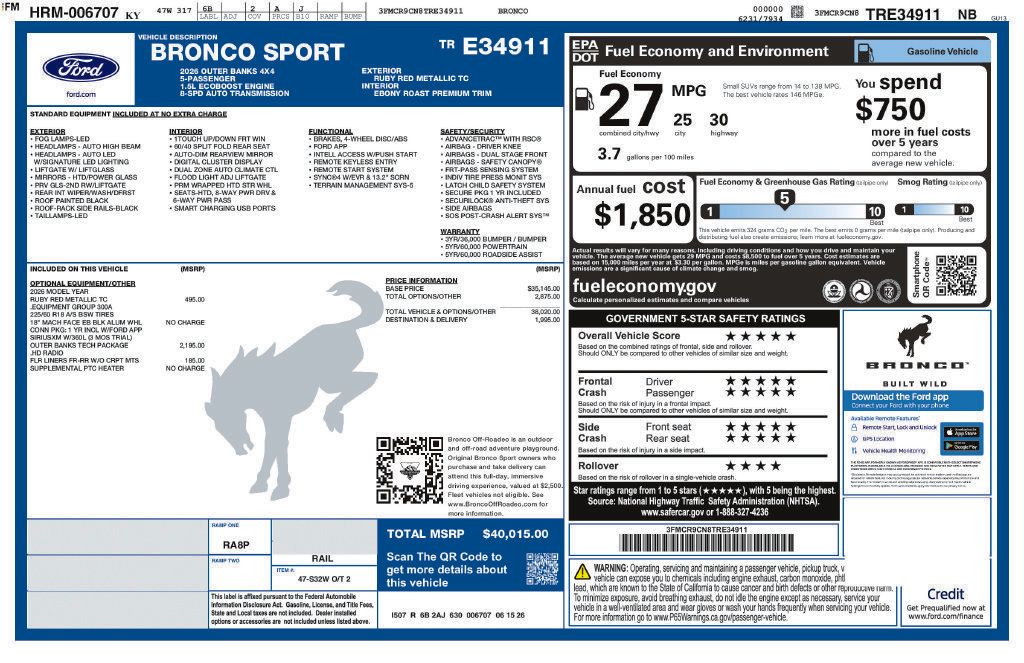 New 2026 Ford Bronco Sport Outer Banks w/ Outer Banks Tech Package+ AWD/4WD image 27