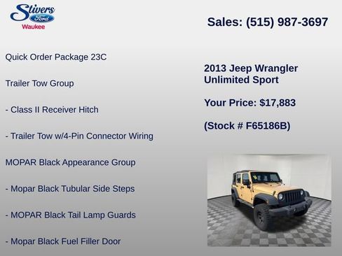 Used 2013 Jeep Wrangler Unlimited Sport w/ Mopar Black Appearance Group AWD/4WD image 8