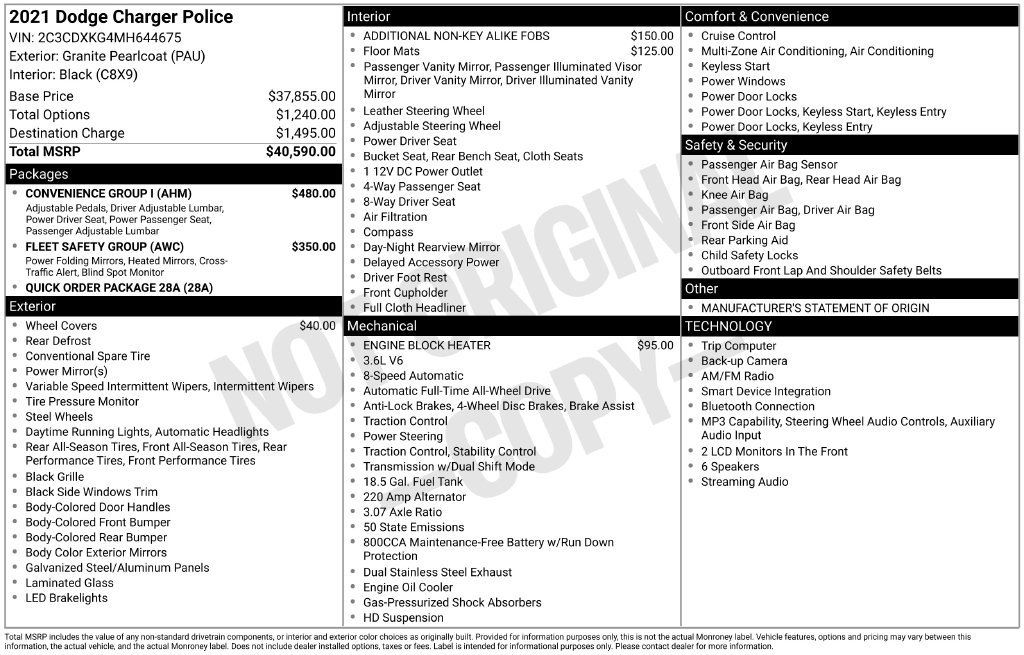 Used 2021 Dodge Charger Police w/ Convenience Group I AWD/4WD image 38