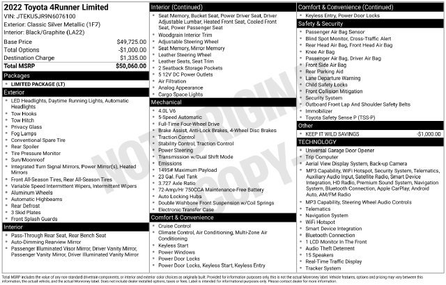 Used 2022 Toyota 4Runner Limited AWD/4WD image 26