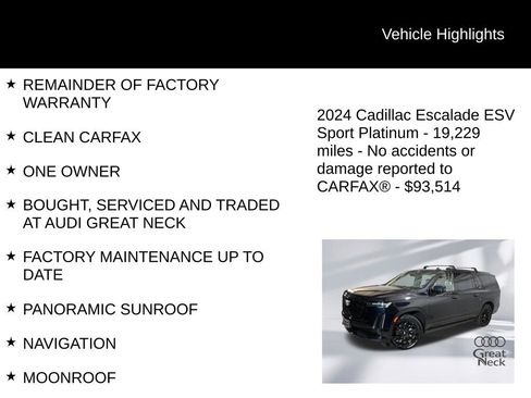 Used 2024 Cadillac Escalade ESV Sport Platinum w/ LPO, ONYX Package AWD/4WD image 9