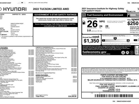 Used 2022 Hyundai Tucson Limited w/ Cargo Package image 2