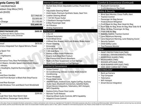 Used 2024 Toyota Camry SE w/ Convenience Package FWD image 38