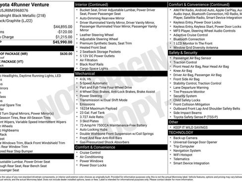 Used 2021 Toyota 4Runner Venture w/ Moonroof Package image 3