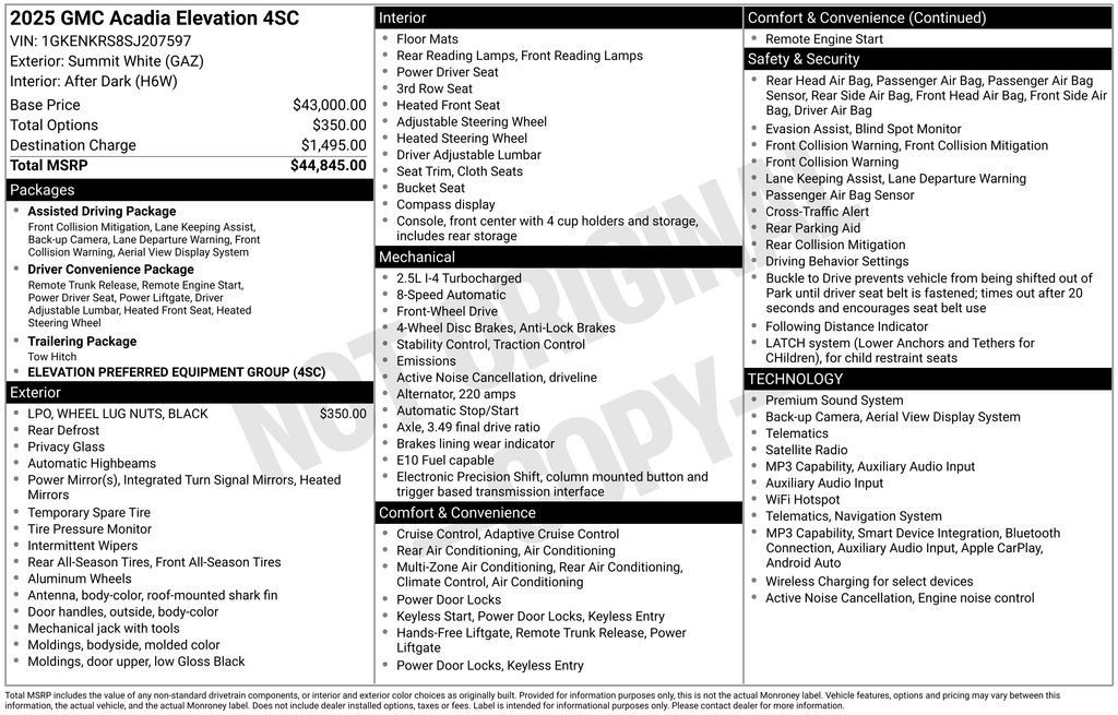 Used 2025 GMC Acadia Elevation FWD image 1