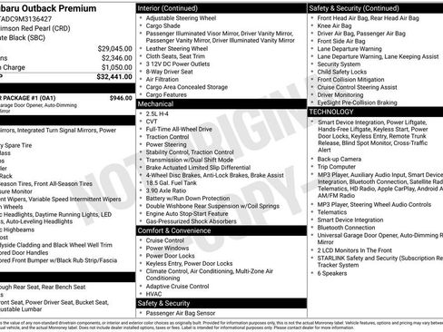 Used 2021 Subaru Outback Premium w/ Popular Package #1 AWD/4WD image 33