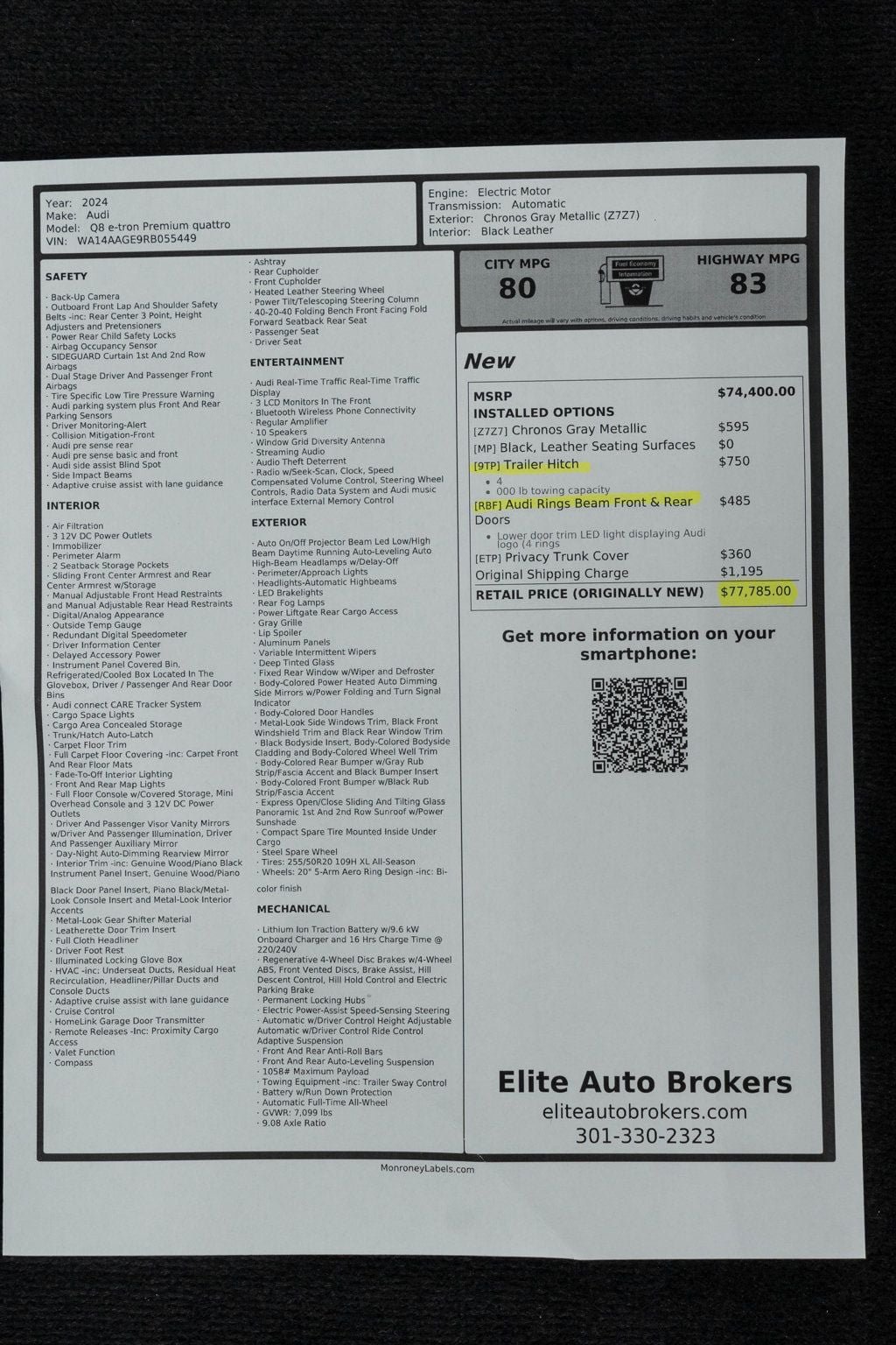 Used 2024 Audi Q8 e-tron Premium AWD/4WD image 53