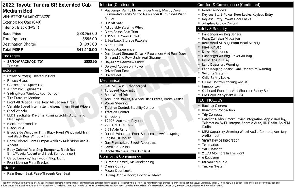 Used 2023 Toyota Tundra SR w/ SR Tow Package RWD image 2