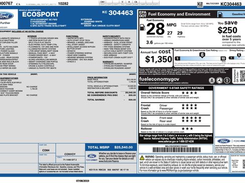 Used 2019 Ford EcoSport SE w/ SE Convenience Package FWD image 11