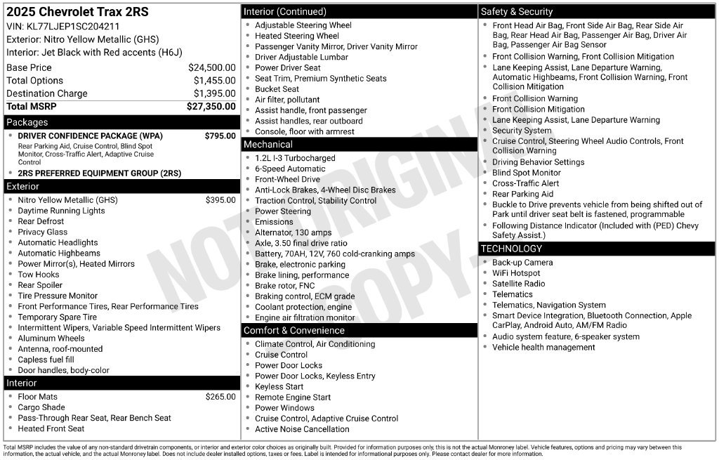 Used 2025 Chevrolet Trax RS w/ Driver Confidence Package FWD image 7