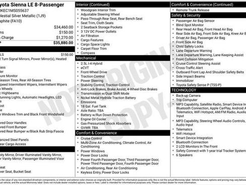 Used 2021 Toyota Sienna LE FWD image 2