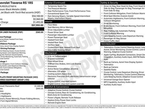 Used 2025 Chevrolet Traverse RS w/ LPO, Floor Liner Package FWD image 6