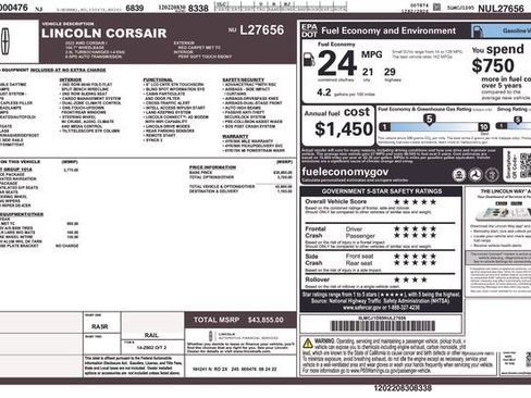 Certified 2022 Lincoln Corsair Standard w/ Equipment Group 101A image 36