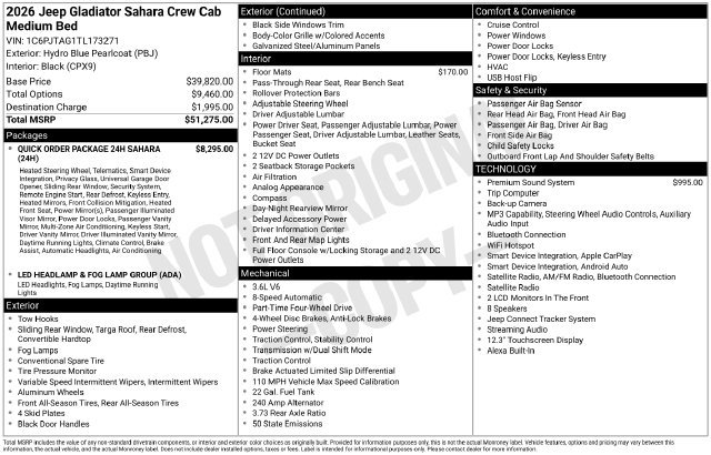 Certified 2026 Jeep Gladiator Sport AWD/4WD image 9