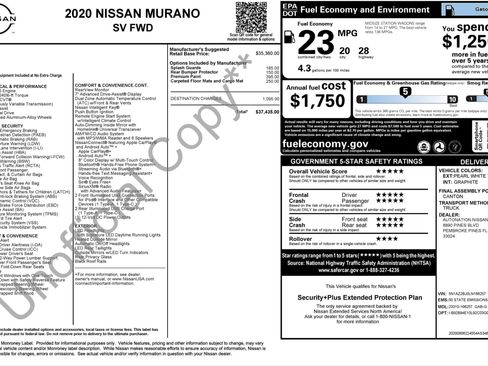 Used 2020 Nissan Murano SV image 2