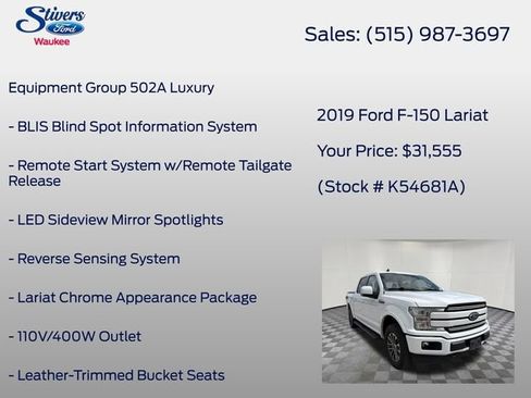 Used 2019 Ford F150 Lariat w/ Equipment Group 502A Luxury AWD/4WD image 8